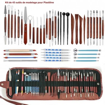 Kit complet de 43 outils pour la sculpture de la Plastiline.