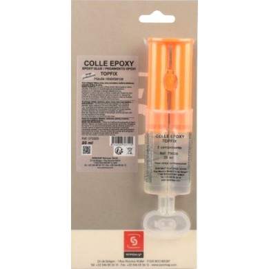 Seringue de colle époxy rapide deux composants.
