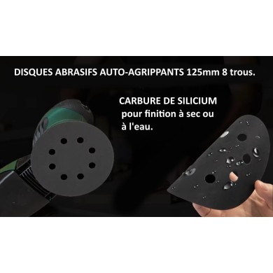 Disque abrasif auto-agrippant à l'eau, carbure de silicium.