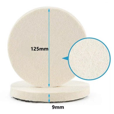 Disque feutre de polissage pour ponceuse orbitale, diamètre 125 mm, fixation Velcro.