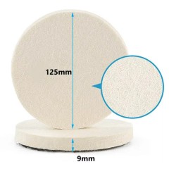 Disque feutre de polissage pour ponceuse orbitale, diamètre 125 mm, fixation Velcro.