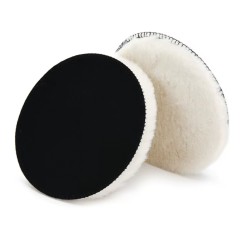 Disque de lustrage et de finition pour peinture et gel-coat, diamètre 125mm, peau de mouton.
