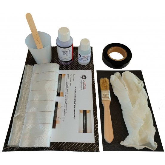 Kit de réparation carbone époxy pour tubes, cadres de vélo etc.