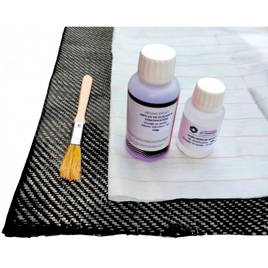 Kit réparation résine époxy + durcisseur + tissu de verre 250 gr SO