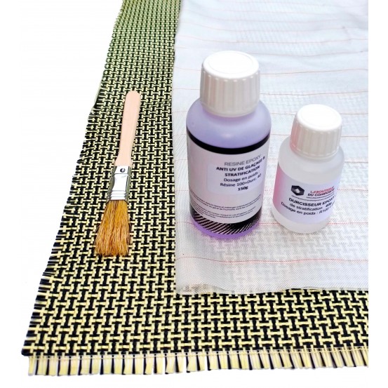 Kit résine époxy + Kevlar-carbone + tissu de délaminage + pinceau