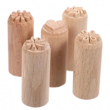 Lot de 5 tampons bois pour pâte à modeler Plastiline.