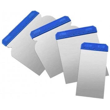 Lot de 4 couteaux à enduire inox.