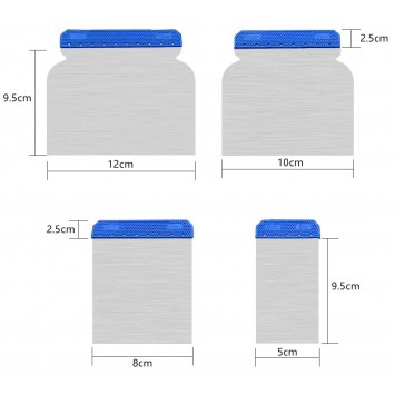 Lot de 4 couteaux à enduire inox.
